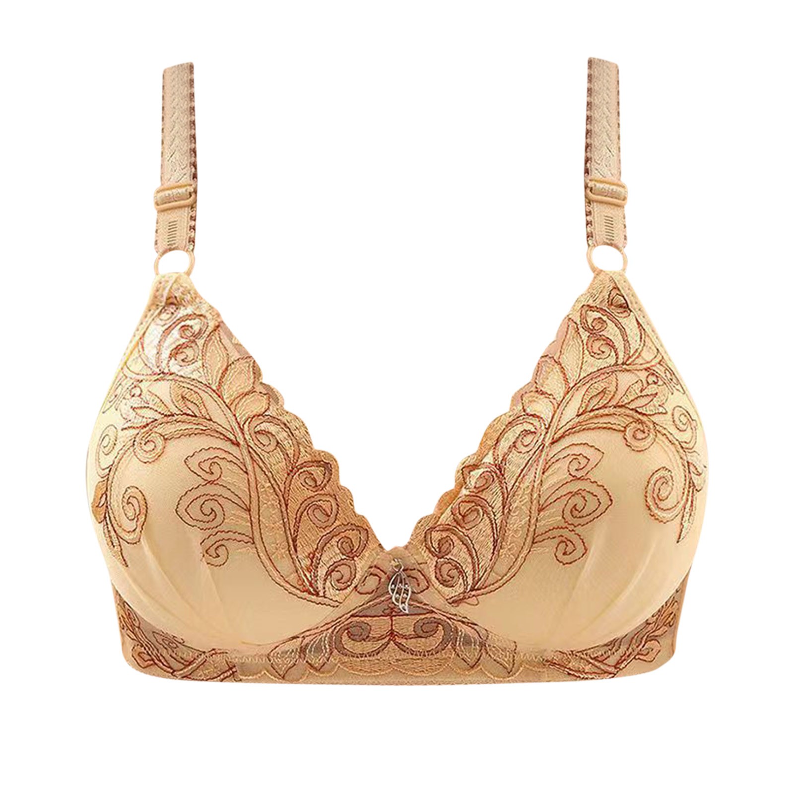 Bigersell Full Figure Bras for Women Deals Cotton Bras for Women Wirefree No Underwire Bra Style B3380 No Underwire Bras Hook and Eye Bra Closure Big Girls Plus Size Padded Push up Bras Yellow L